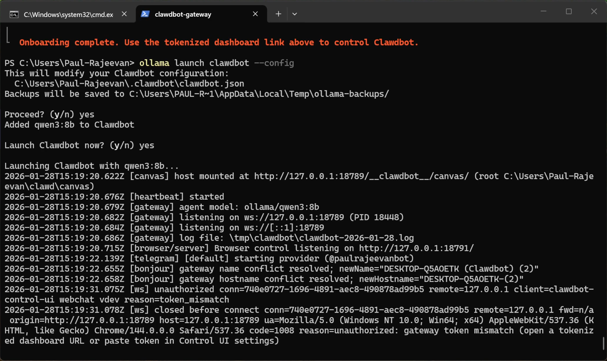 Ollama Launch Configuration